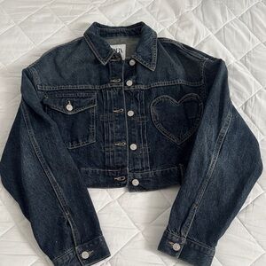 zara Dark Denim Cropped Jacket with Heart Detail
worn once
size s